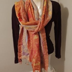 Knit rainbow paisley scarf
